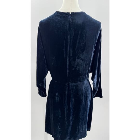 A.L.C. Velvet Mini Dress Size 10 Marine Navy Dolman Sleeve Cowl Neck 8 M - Picture 6 of 10